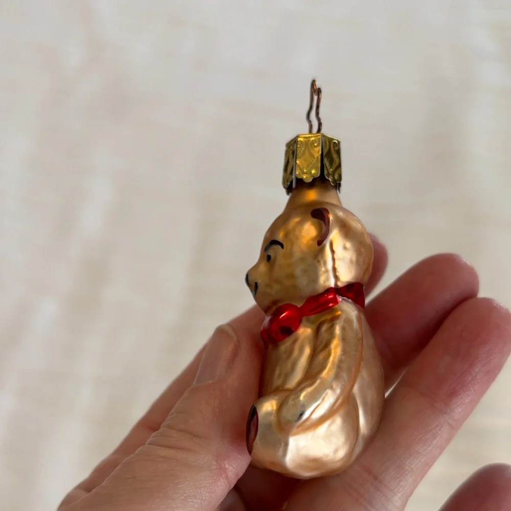 Vintage Gold Tone Bear Ornament Mercury Glass Radko?? Handpainted